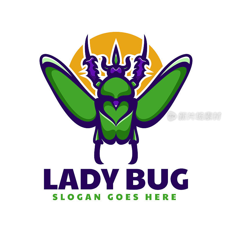 矢量插图Lady Bug简单的吉祥物风格。